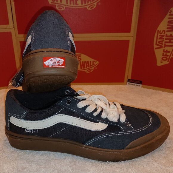 Vans Men's 7/Women's Berle Pro Canvas Suede Skate Black Dark Gum